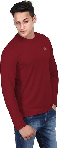 Stylish Maroon Polyester Round Neck Tees For Men-thumb2