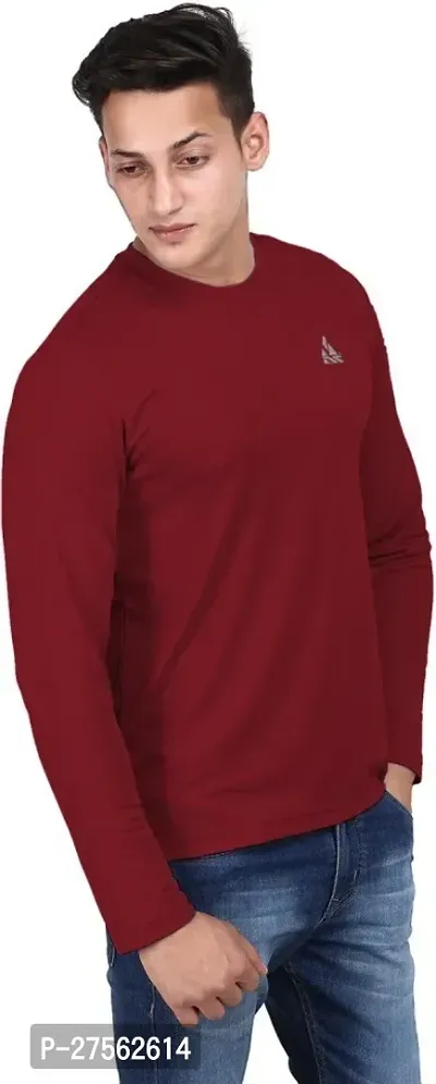 Stylish Maroon Polyester Round Neck Tees For Men-thumb3