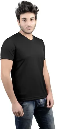 Stylish Black Polyester V Neck Tees For Men-thumb2