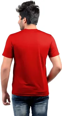 Stylish Red Polyester V Neck Tees For Men-thumb4