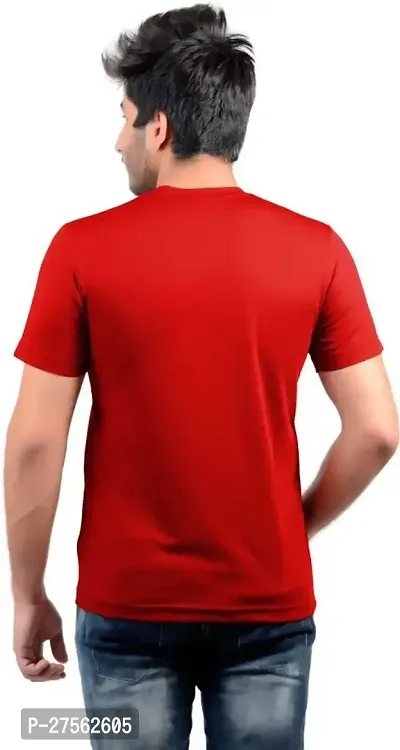 Stylish Red Polyester V Neck Tees For Men-thumb5