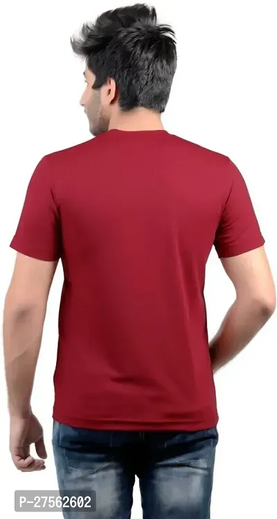 Stylish Red Polyester V Neck Tees For Men-thumb5