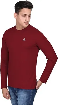 Stylish Maroon Polyester Round Neck Tees For Men-thumb1