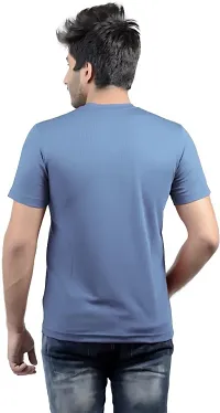 Stylish Blue Polyester V Neck Tees For Men-thumb4