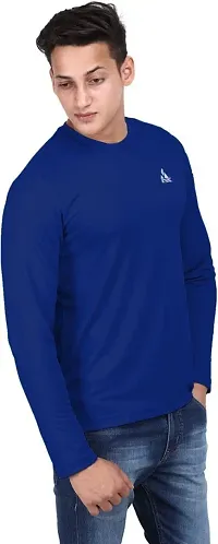 Stylish Blue Polyester Round Neck Tees For Men-thumb2