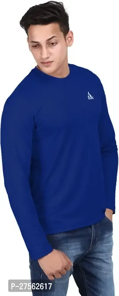 Stylish Blue Polyester Round Neck Tees For Men-thumb3