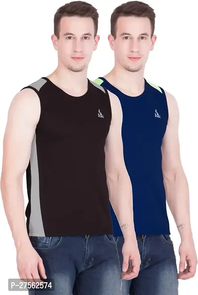 Stylish Multicoloured Polyester Round Neck Tees For Men Pack Of 2