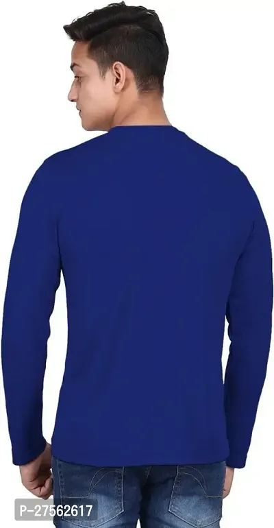 Stylish Blue Polyester Round Neck Tees For Men-thumb5