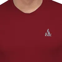 Stylish Maroon Polyester Round Neck Tees For Men-thumb3