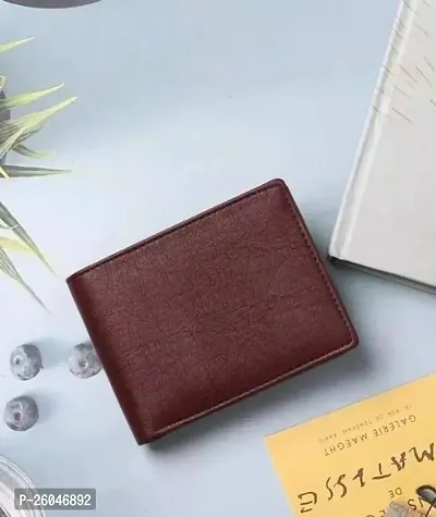 Elegant Brown Artificial Leather Self Design Wallets For Men