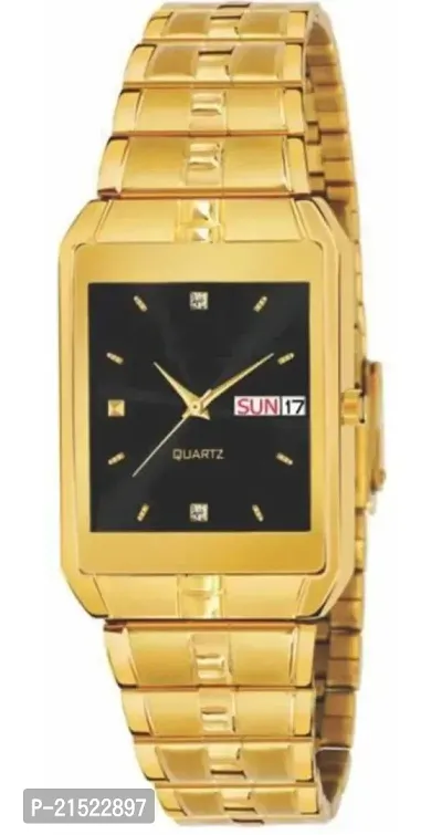 Day  Date Gold Plated Analog Watch - For Men HM-340-BLACK