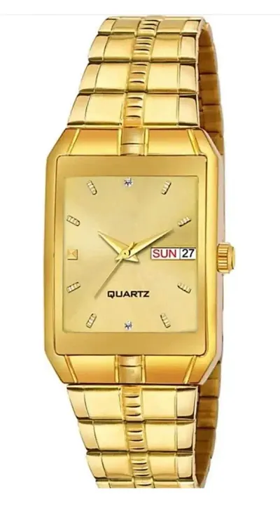 ORIGINAL GOLD PLATED DAY  DATE FUNCTIONING PREMIUM QUALITY Analog Watch - For Men HT-9151