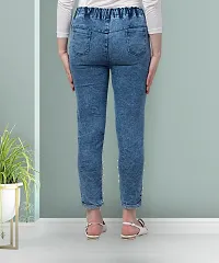 Stylish Blue Denim Solid Jeans For Women-thumb1