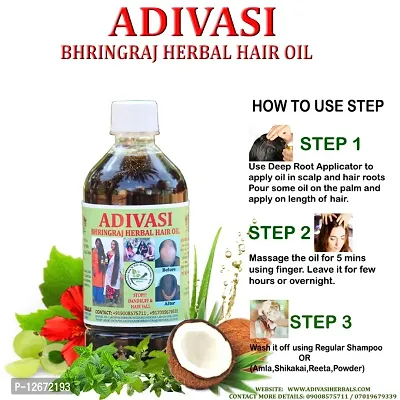 Adivasi Bhringraj Herbal Hair Oil 200ml (100% NATURAL .Basically Made By Pure Adivasi Ayurvedic Herbs)-thumb2