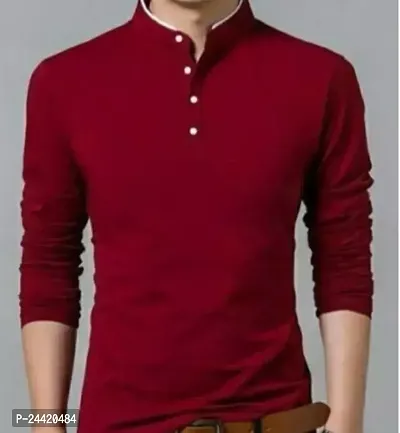 Reliable Maroon Cotton Solid Tshirt For Men-thumb0