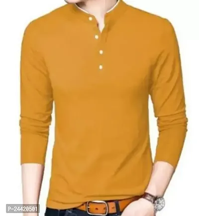 Reliable Yellow Cotton Solid Tshirt For Men