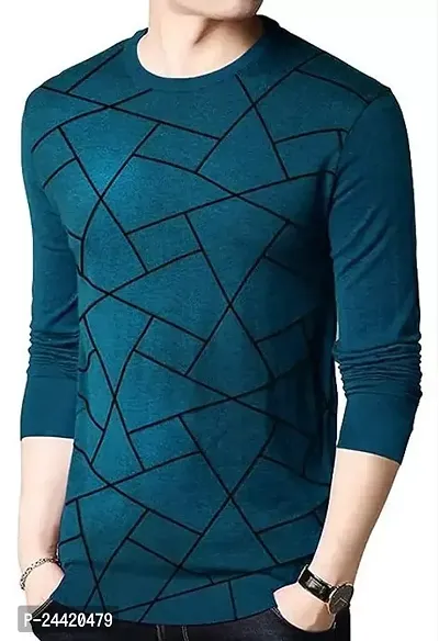 Reliable Turquoise Cotton Printed Tshirt For Men-thumb0