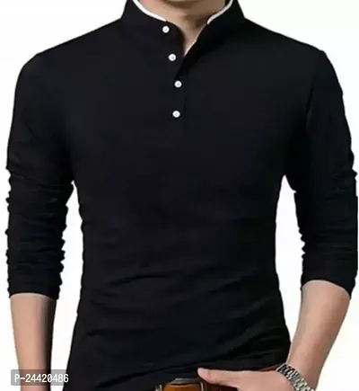 Reliable Black Cotton Solid Tshirt For Men-thumb0