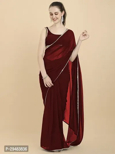 Classic Georgette Lace Work Saree with Blouse piece-thumb0