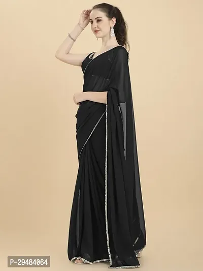 Classic Georgette Lace Work Saree with Blouse piece-thumb3