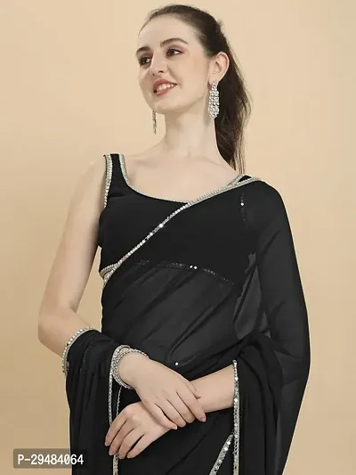 Classic Georgette Lace Work Saree with Blouse piece-thumb2