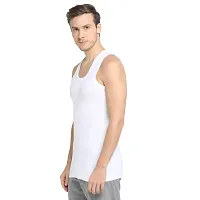 Branded Men's Cotton Vest - Sleeveless  White Sando Baniyan (Pack of 3)-thumb1