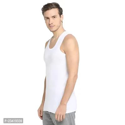 Branded Men's Cotton Vest - Sleeveless  White Sando Baniyan (Pack of 3)-thumb2