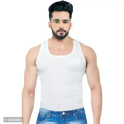 Pack Of 1 - Vest For Men White RN Baniyan For Boys  Mens II Sando Soft Cotton For Man II Plain Sleevless Ganji for Gents