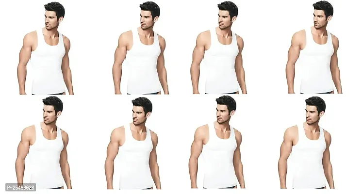 Wego Mens White RN 100% Cotton Vest for Boy II Men Sleevless Innerwear Combo Vests Pack Of 8