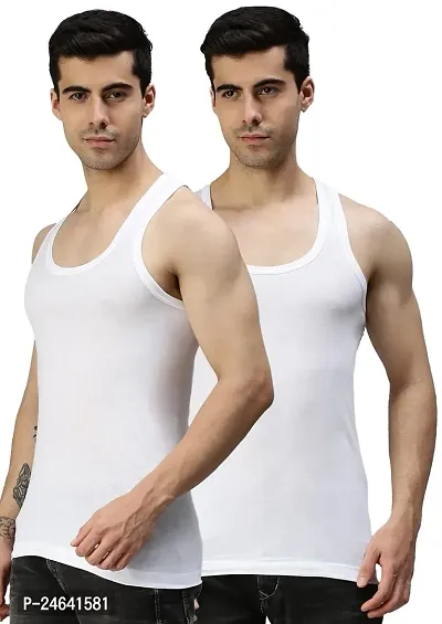 Baniyan White RN Vest For Men (Pack Of 2) Cotton Sando Mens Innerwear Undershirt Combo Pack