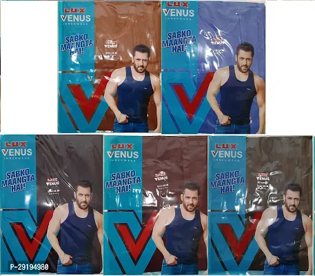 Lux Venus Colour Vest For Men Pack Of 5 Combo - Multi Colour Cotton Vest for Gents-thumb0