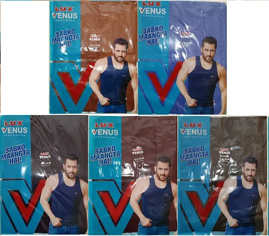 Lux Venus Colour Vest For Men Pack Of 5 Combo - Colour Vest for Gents