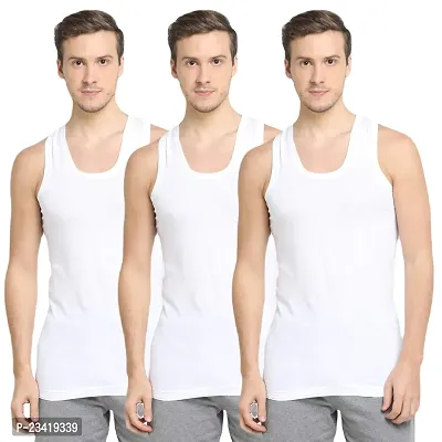 Branded Men's Cotton Vest - Sleeveless  White Sando Baniyan (Pack of 3)-thumb0