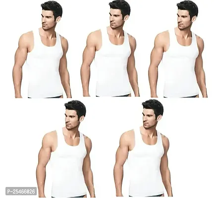 Wego Mens White RN 100% Cotton Vest for Boy II Men Sleevless Innerwear Combo Vests Pack Of 5