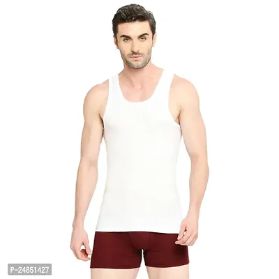 Stylish White Cotton Solid Basic Vests For Men Pack Of 1