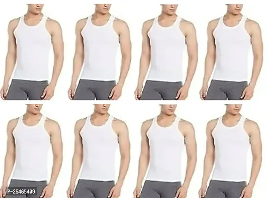 Branded Mens White RN 100% Cotton Vest for Men II Sleevless Innerwear Combo Vests Pack Of 8