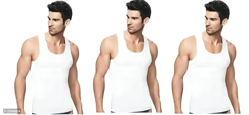 Wego Mens White RN 100% Cotton Vest for Boy II Men Sleevless Innerwear Combo Vests Pack Of 3