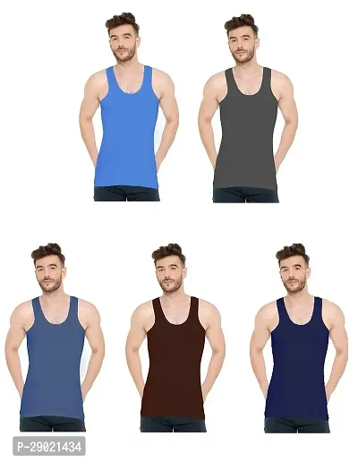 Mens Colour Vest Pack Of 5 (Lux Venus), Gents Cotton Multi Colour Vest-thumb0