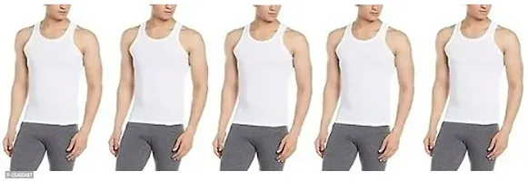 Branded Mens White RN 100% Cotton Vest for Men II Sleevless Innerwear Combo Vests Pack Of 5