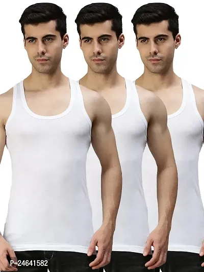Baniyan White RN Vest For Men (Pack Of 3) Cotton Sando Mens Innerwear Undershirt Combo Pack