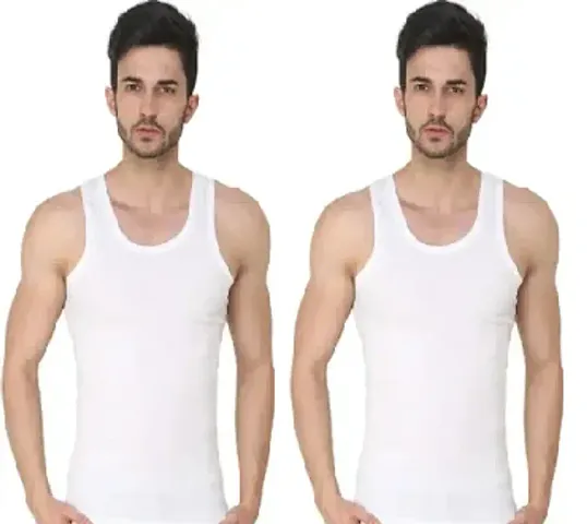 Pack Of 2 Solid Cotton Vests