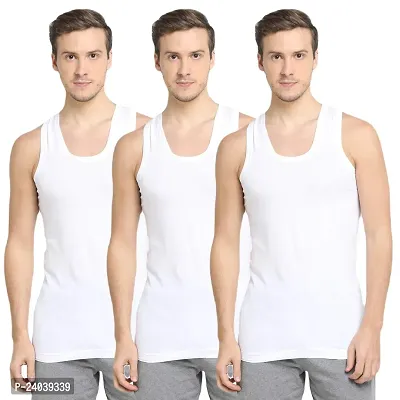 Classic Cotton Solid Basic Vests for Men Pack of 3