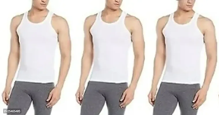 Branded Mens White RN 100% Cotton Vest for Men II Sleevless Innerwear Combo Vests Pack Of 3