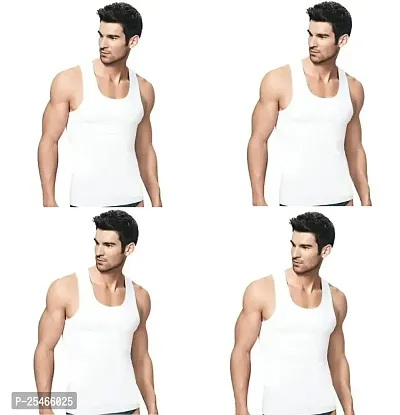 Wego Mens White RN 100% Cotton Vest for Boy II Men Sleevless Innerwear Combo Vests Pack Of 4