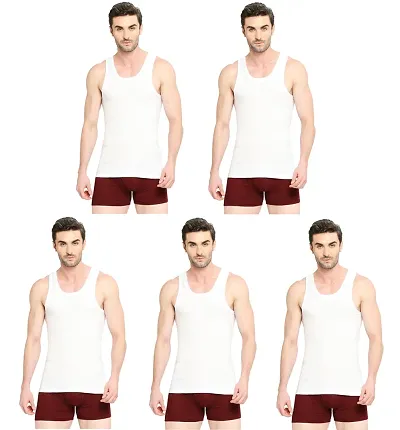 Stylish Solid Basic Vests For Men Pack Of 5 Combo