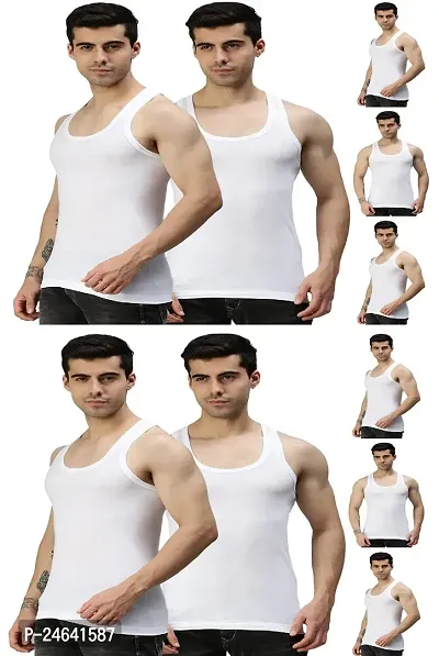 Baniyan White RN Vest For Men (Pack Of 10) Cotton Sando Mens Innerwear Undershirt Combo Pack