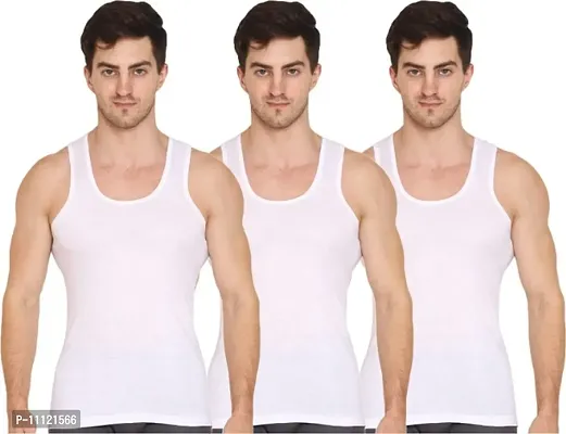 White Cotton Undershirt For Men