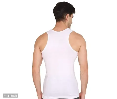 White Cotton Undershirt For Men-thumb3