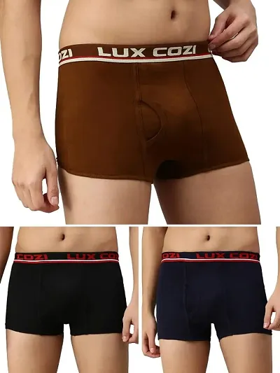 Lux Cozi Bigshot Men's Cotton Semi Long Trunk (Pack of 3)
