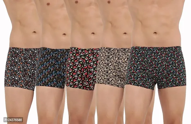 Men Printed Underwear Pack Of 5 (Assorted Colour  Design) Gents Mini Trunk Combo-thumb0